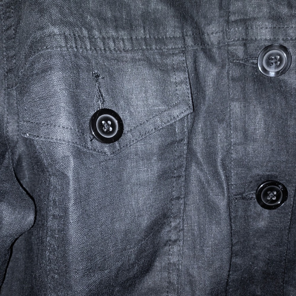 Linden Hill Linen Shirt Jacket Womens L Black Lagenlook Capsule Coastal Layer - Picture 5 of 8
